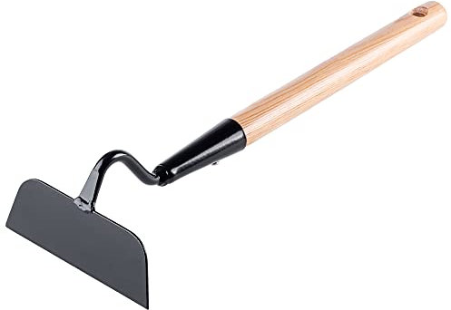 KADAX Kleine Hacke aus Metall, Gartenhacke mit kurzem Stiel, doppelte Hacke, Häckchen, robuste Kombihacke zum Jäten von Unkraut (Trapezform, Einseitig)