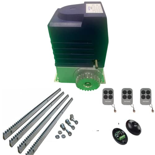 MATISMO Motor puerta corredera AMC2000 - Hasta 2000 Kg, 4 metros cremallera de acero, central y tres mandos incluidos.