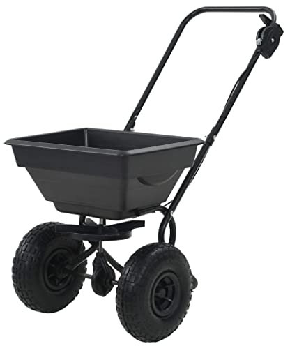 Gecheer Streuwagen Saatgutstreuer Düngerstreuer Salzstreuer Salzstreuer PVC und Stahl 92x46x70 cm 15 L