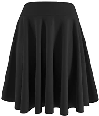 JOPHY & CO. Gonna Donna Plissettata Midi Versatile Vita Elastica (L, Nero)