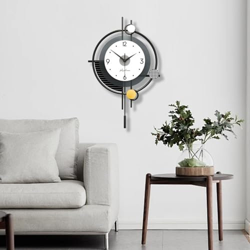 TWFJEL Moderno Minimalista Orologio da Parete,Silenzioso Stile Nordico Orologio con pendolo Decorativo Quadrante a 3 Design Creativo Elegante Art Deco per Soggiorno Camera da letto Cucina,38*58 cm