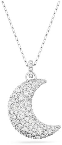 Swarovski Sublima Anhänger, Rhodinierte Damenhalskette im Mond-Design mit Strahlenden Swarovski Kristallen