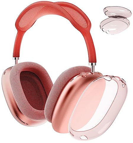 Ainiv Protective Case Compatible with Airpods Max, 2 Pack Soft TPU Anti-Scratch Skin Cover for Airpods Max, Shockproof Accessories for AirPods Max Headphones (Clear Pink)
