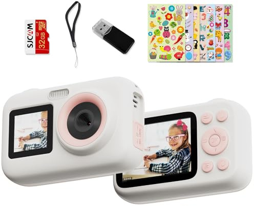 SJCAM Camara Fotos Infantil，Camara de Fotos para Niños 1080P 2,4'' 1,3'' Doble Pantalla LED, Cámara Fotos Niños con 32GB TF Tarjeta，cumpleaños para niños y niñas de 3 a 12 años