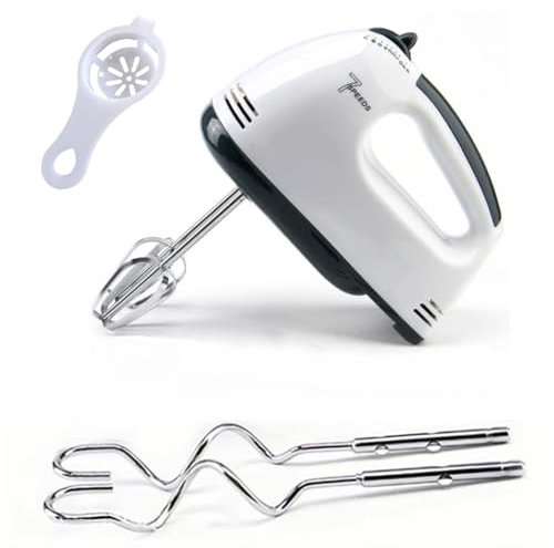 Handmixer - Handrührgerät 7 Geschwindigkeiten, Handrührer 300 W, Schneebesen & Knethaken aus Edelstahl & EiweißTrenner, Trennt Eischnee und Teig MüHelos, Mixer mit 3 Funktionen handrührgerät Set