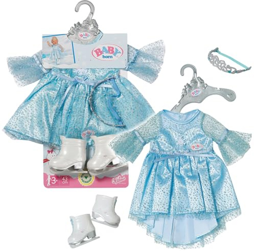BABY born Princess on Ice 836095 - Princess Dress with Matching Ice Skates and Tiara for 43cm Dolls - Suitable for Children from 3 Years Old