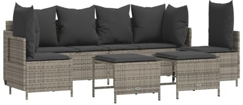 vidaXL Set med kuddar i 5 delar grå poly-rotting, trädgårdsmöbler, terrassset, trädgårdsbänk, utemöbler, loungesoffa, lounge-set trädgård