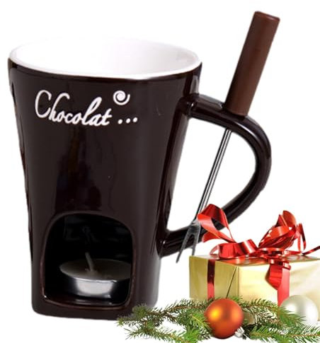 Genérico Taza de Fondue de Chocolate Personal de 130 ml con Horquilla - Ceramic Cheese Melting Cup Creative Presente, Taza más cálida de Mantequilla para picnics, Linda tazón de Olla Caliente
