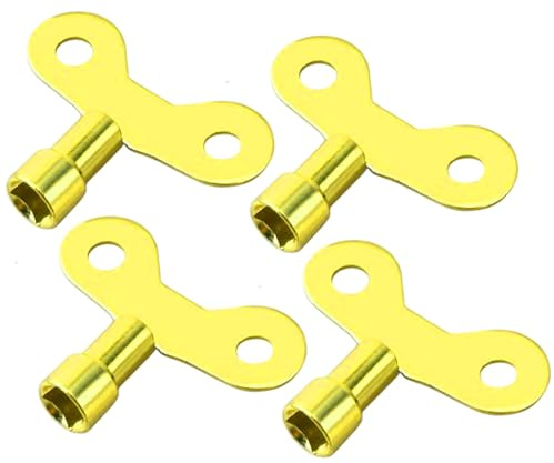 Hyamass 4-Piece Brass Valve Key Kit - Professional Radiator Vent & Bleed Keys (6mm) for Plumbing Systems | Corrosion-Resistant Brass Tools for Faucet, Water Tap & HVAC in Factories/Homes/Gardens