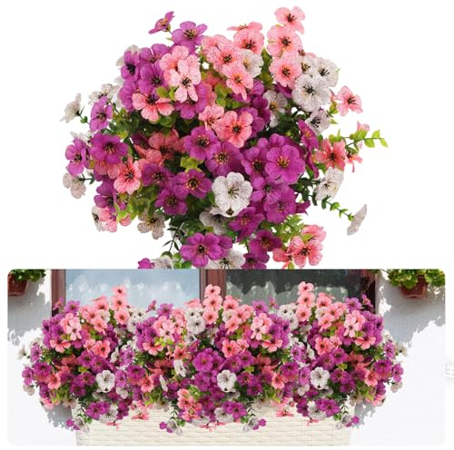 msymsyu 7 fasci di fiori artificiali resistenti all'esterno, fiori finti non sbiadiscono, piante finte da giardino, portico, finestra, decorazione