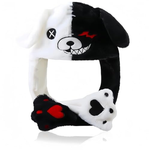 SYTTNUM Gorro con orejas de oso de peluche para niños, con orejas móviles, gorro de peluche de Halloween, divertido gorro de animal para niños, niñas, regalo de cumpleaños y Navidad