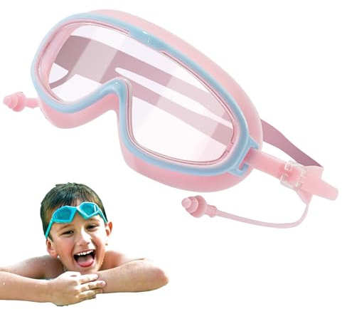 Occhiali da nuoto per bambini, occhiali da nuoto per bambini, occhiali da nuoto impermeabili, in silicone, con tappi per le orecchie per i viaggi