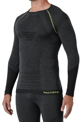 NOLOGO KATIACALZE Camiseta Termica Hombre Manga Larga Lana Merino - Ropa Interior Hombre de Trabajo, Elástico, Sin Costuras, Transpirable y Termorregulador - Made in Italy