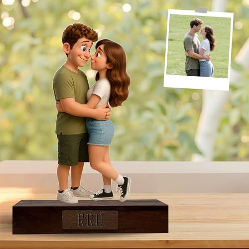 Figurine Cartoon Personalizzata con Foto, Decorazione da Scrivania in Acrilico, Personalizzato Cartone animato ritratto cornice Regali Personalizzati per Donna Uomo Cornice Famiglia personalizzata