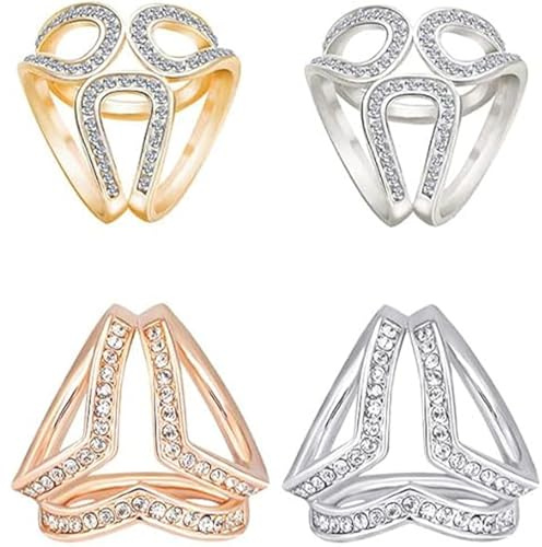 4 Piezas Triple Anillos Bufanda Clip, Inlayed Bufanda Anillo Hebilla, Anillo Bufandas Hebilla Titular, Simple Bufanda Clips, Anillos Oro Plata Bufanda Hebilla, para Ropa de Diario, Bodas, Fiestas