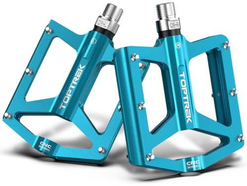 toptrek Pedaler, cykel, CNC-aluminiumcykelpedaler, halkfria med 3 förseglade lager, MTB-pedaler 9/16 tum, platta pedaler för MTB, vägcykel, BMX, trekking, gravy, e-cykel