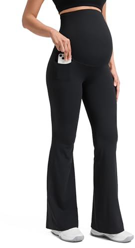 CRZ YOGA Maternity Flare Leggings Pocket 29/31/33'' | Butterluxe, Extremely Soft, Gentle Compression, Yoga, Super High Waist, U-shaped Belly, Pregnancy and Postpartum
