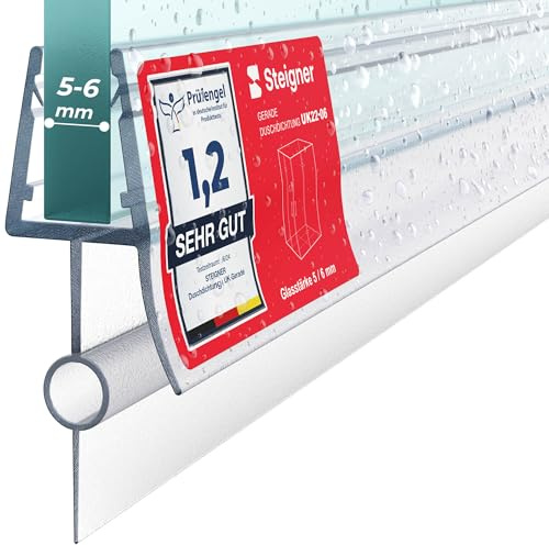 STEIGNER Joint porte de douche UK22 90 cm (1 pc.) transparent - Joint vertical pour douche à accès d'angle ou pentagonale avec porte 5-6 mm - Ajustement parfait, Matériau durable, Installation facile
