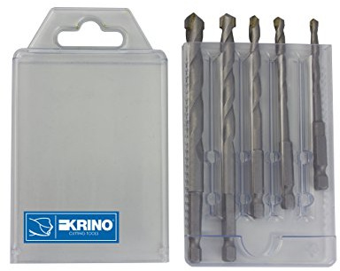 Krino 03057700 - Set Punte Superior con Attacco Esagonale 1/4 per Muro e Cemento - 5 Pezzi