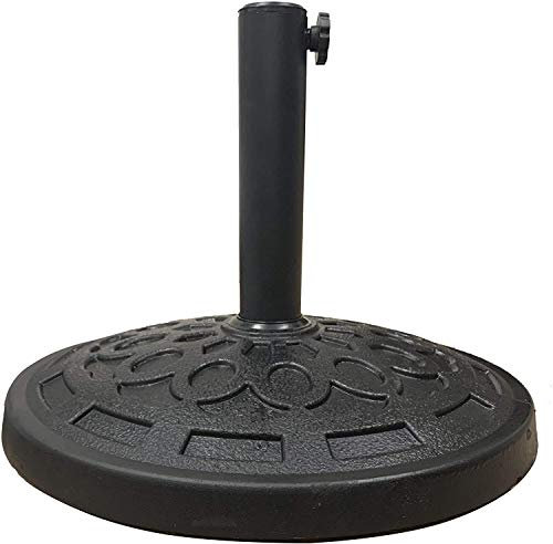 Faboer 13kg Round Parasol Base – Heavy Duty Sun Umbrella Stand Holder, Cast Iron Effect, Weatherproof Concrete Weight for Outdoor Garden Patio – Black