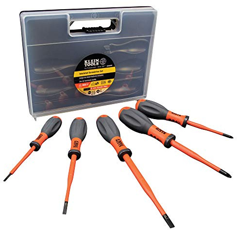VDE Insulated Screwdriver Set, 5-Piece with Ergonomic Handles, VDE Approved, Klein Tools 32268INS, Orange