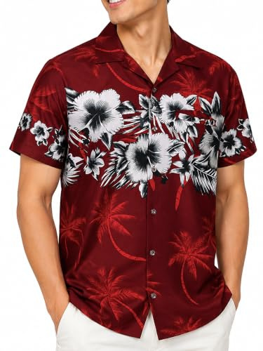 King Kameha Chemise Hawaïenne Homme Manche Courte - Chemise a Fleur Homme à Motif Floral