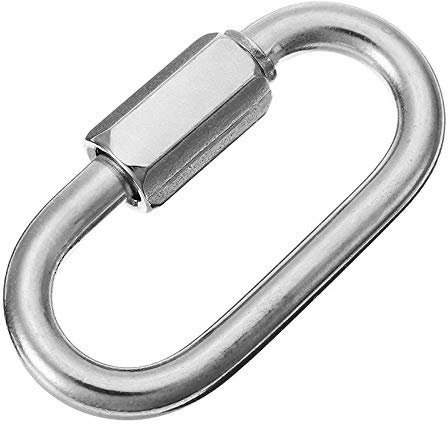 Constrabo | 2X Kettenglied Karabiner Edelstahl AISI 316 (V4A) 4 mm Ø| Schraubkarabiner 280 kg Tragkraft| Edelstahl Karabiner mit Schraubglied | Quick Link, Schraubverbinder, Maillon Rapide Rapidglied