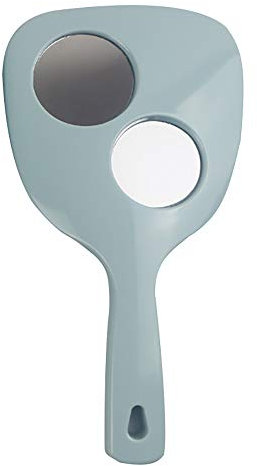 Espejo de mano profesional con mango grande para peluquería con agujero para colgar, color azul