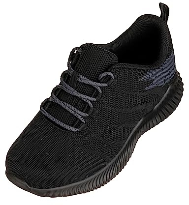 CALTO Osynliga höjdökande hissskor för män – extremt lätt sportig sneaker – 6 cm lång, Svart, grått, 42.5 EU