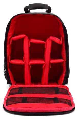 Andoer Dslr Camera Bag - Small, Lightweight, Waterproof & Breathable - Multifunctional Camera Backpack for Canon Nikon Sony SLR Cameras - 33 x 26.5 x 12.5 cm (Red)