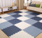 Skrsila 18 Puzzle Eva Schaumstoff Baby Puzzlematte Krabbelmatte Kinderspielteppich Spielmatte rutschfest Bodenschutzmatte 30 x 30 x 1,2 cm, Trainingsmatten Yogamatten Weiß + Marineblau + Hellblau