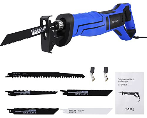YouseaHome 900W Säbelsäge mit Universalsäge 0-2800 SPM, Hand-Reciprosäge mit 28mm Hublänge, Elektrische Säbelsäge, Universalsäge mit 5 Säbelsägeblatt für Holz, Stahlblech, Aluminium, Messing, Rohren