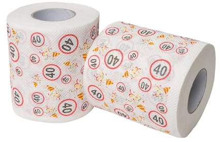 Carta igienica Happy Birthday, per il 40° compleanno, 2 rotoli, decorazione per feste e confezioni regalo, carta igienica a tema divertente, carta igienica divertente