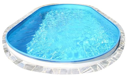 Planet Pool Stahlwandpool oval Exklusiv 800x420x120 cm, Stahl 0,6 mm weiß, Folie 0,6 mm blau, Einhängebiese