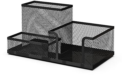 Schreibtisch-Organizer und Stiftehalter aus Metallgeflecht / Bürozubehör / Schulsachen-Organizer / Stifte-und Schreibwaren-Organizer / 20,3x10,3x10,3 cm / Schwarz