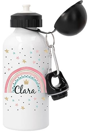 Kembilove Botella agua niños personalizada – Cantimplora Infantil Personalizada – Botella – Botella agua niños acero inoxidable infantil – Botella Unicornio niña (Arcoiris)