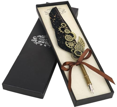 Quill Kalligraphie Set - Schreibfeder mit Füllfeder für Briefpapier, Geschenk in Schwarz