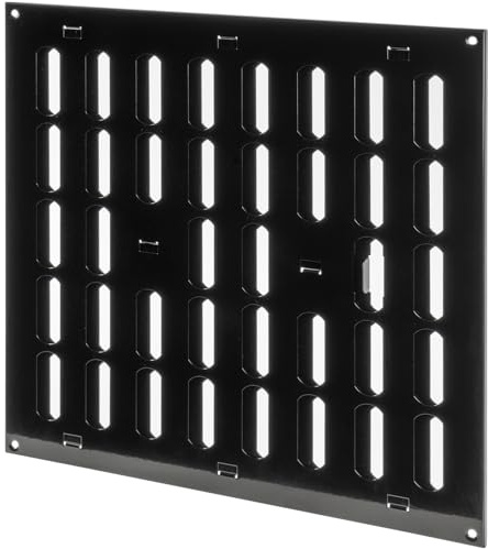 Repa Market 12 x 12 Inch (Outer Dimensions) Black Adjustable Air Wall Vent Cover - Indoor Outdoor Metal Grille Heating Cooling Ventilation for Home Garage Shed Open and Close Register (300 x 300 mm)