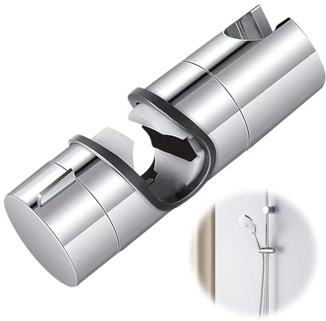 Soporte de Ducha Ajustable, Soporte de Ducha Giratorio 360°, Compatible con Barras Deslizantes de 19-25 mm, Soporte de Ducha para Barra de Ducha, Fácil de Instalar sin Taladrar