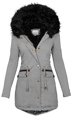 FUPODD Winterjacke Damen Mit Fellkapuze Parka Mit Teddyfutter Damen Wintermantel, Damen, Gefüttert Flauschjacke Damen Teddyjacke Winterjacke Damen Warm Walkjacken Für Damen Wintermantel Damen Elegant