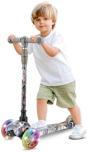Hurtle Trottinette Enfant et Tout-Petit – Trottinette Tricycle de Qualité avec Plateau Stable et Roues à LED Lumineuses