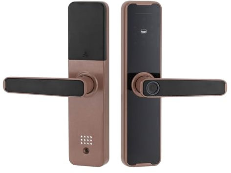 Dörrlås med fingeravtryck, smart dörrlås, elektroniskt dörrlås med fingeravtryck och digital tangentbordskod, magnetkort/nyckel/tillfällig upplåsning (rosa