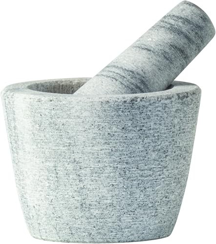 JADE TEMPLE Mortier en marbre avec pilon, grès, gris - 17439