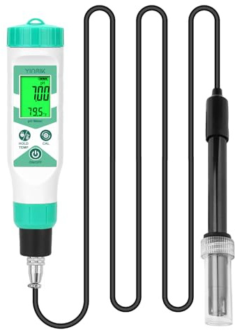 Smart pH Meter for Laboratory, Digital pH Tester, Accurate Hydroponic pH Test Kits, pH Meter with line for Pool Aquarium Water Treatment Accurately Measure and Monitor pH in Wide Range of Media