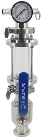 Kit de tolva seca TC de 1,5 for elaboración casera de cerveza: manómetro, válvula de alivio de presión y poste de bola de liberación rápida, ideal for fermentadores.