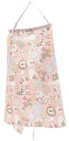 BRIGHTFUFU Feeding Cover for Breastfeeding Nursing Cover Cotton Double Layer Design Adjustable Shoulder Strap Pink Multi-Functional Breastfeeding Shawl for Outdoors
