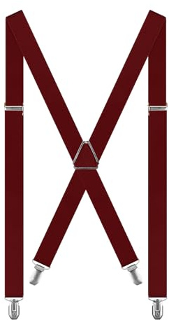 Kaosynaptor Men's Braces for Trousers with 4 Metal Clips, Adjustable Elastic Braces for Men Trousers X Shape Suspenders for Wedding Business Casual
