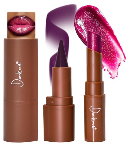 Lip Liner and High-Shine Lipstick Set,Matte Lipliner with Glitter Solid Lip Gloss,Plumping Lip Kit for Women Lip Care,Long-Lasting Moisturizing Gradient Lip Combo,3# Fushia