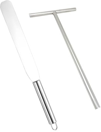 2 piezas distribuidores de crepes, accesorios para crepes, espátula, acero inoxidable, en forma de T, distribuidor de masa y espátula, distribuidor de masa, herramientas de cocina, esparcidor