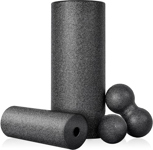 Blackroll Lot de rouleaux de fascia en mousse avec mini rouleau de fascia, petit rouleau et double balle pour yoga, fascia, entraînement des muscles, noir